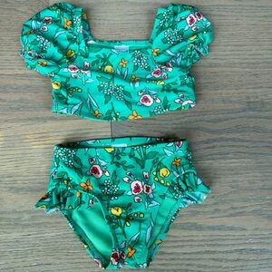 2T Cat & Jack two-piece swimsuit in green floral